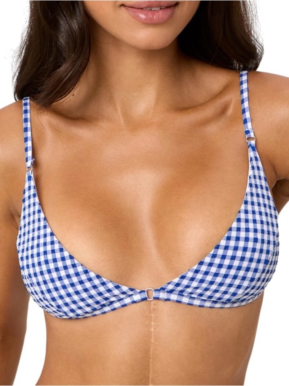 Bright Australia Freya Bralette Bikini Top – Textured Black/Silver Ring – NWT